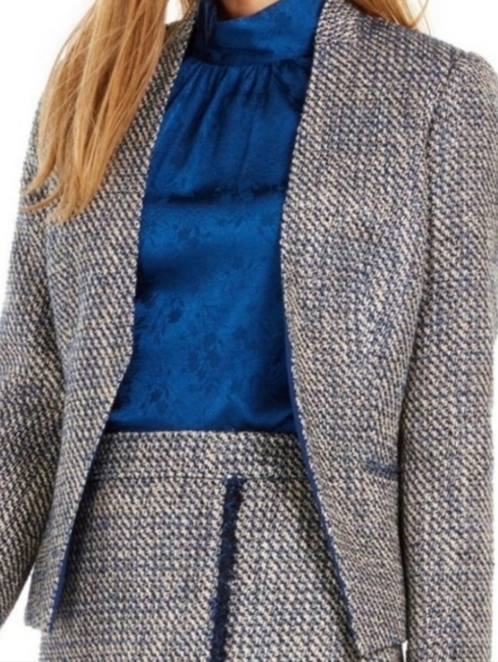 Calvin Klein Open- Front Tweed Blazer Jacket